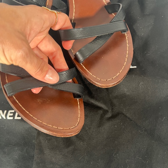 Chanel leather ankle wrap sandals - Picture 3 of 7